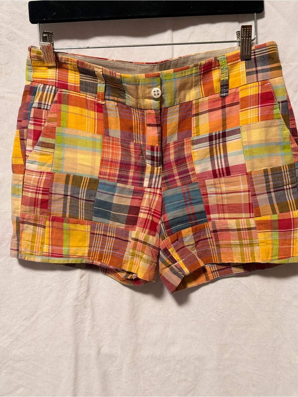 Talbots Multicolor Plaid Cotton Shorts - Bright Madras Check - Picture 6 of 8